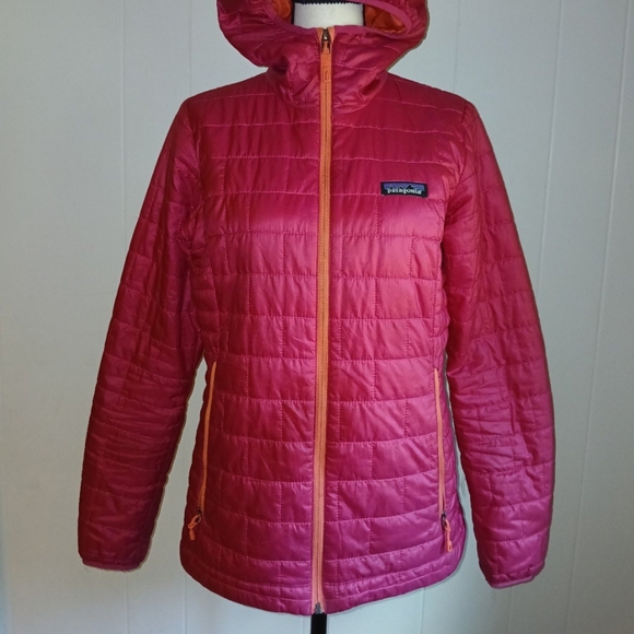 Patagonia Nano Puff Pink & Orange XS Hooded Outdoor Jacket - Picture 2 of 8